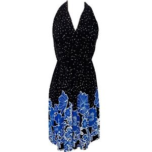 Polka dot floral halter dress